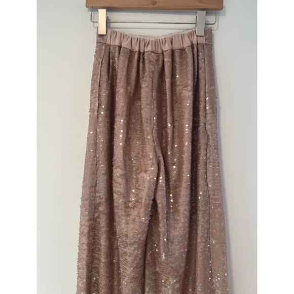 NWT $325 Ted Baker Milleit Wide Leg Trouser Sparkle Pale Pink Size 0 - Picture 7 of 10